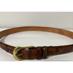 Martin Dingman Brown Alligator Grain Italian Calfskin Leather Belt 42
